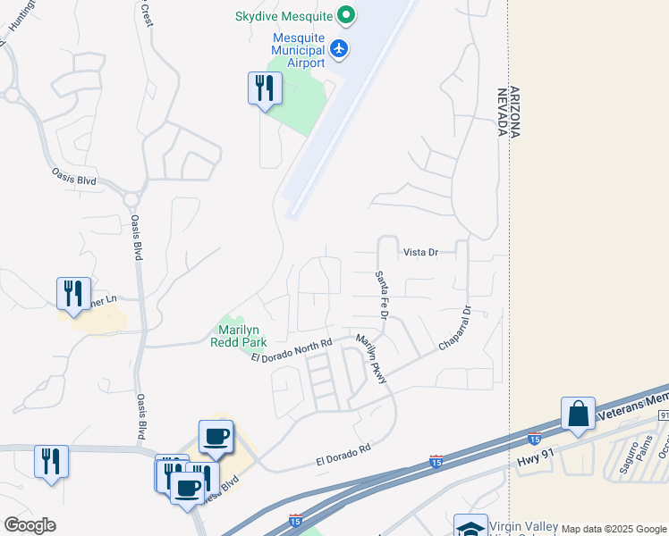 map of restaurants, bars, coffee shops, grocery stores, and more near 932 Mesquite Springs Drive in Mesquite