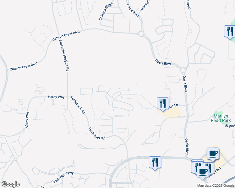 map of restaurants, bars, coffee shops, grocery stores, and more near 449 Ruby Circle in Mesquite
