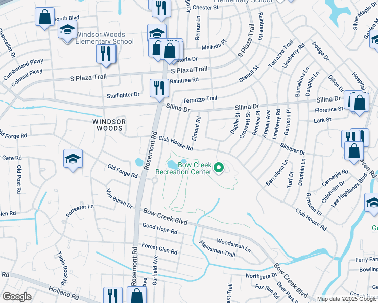 map of restaurants, bars, coffee shops, grocery stores, and more near 3525 Club House Road in Virginia Beach