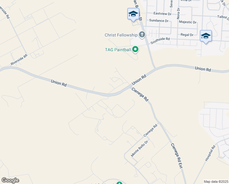 map of restaurants, bars, coffee shops, grocery stores, and more near 242 Union Road in Hollister