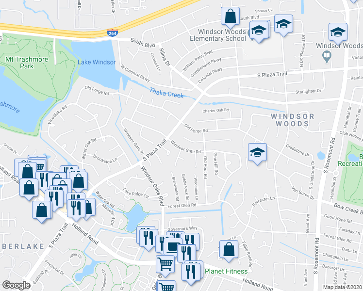 map of restaurants, bars, coffee shops, grocery stores, and more near 3873 Liberty Ridge Road in Virginia Beach