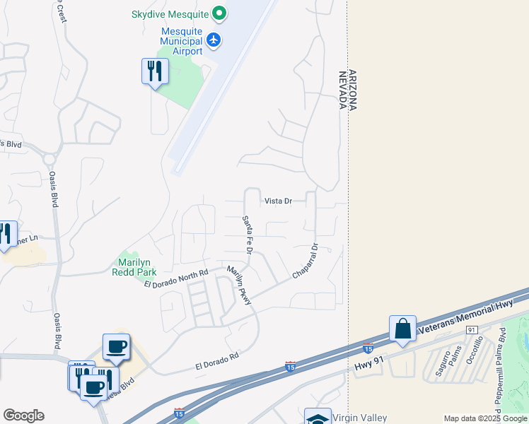 map of restaurants, bars, coffee shops, grocery stores, and more near 912 Monaco Circle in Mesquite