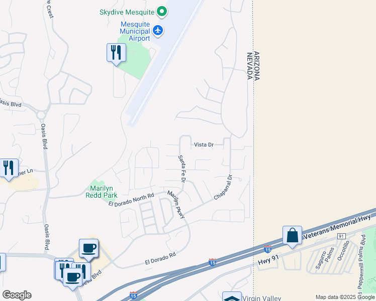 map of restaurants, bars, coffee shops, grocery stores, and more near 931 Monaco Circle in Mesquite