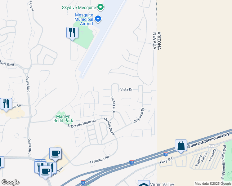 map of restaurants, bars, coffee shops, grocery stores, and more near 931 Monaco Circle in Mesquite