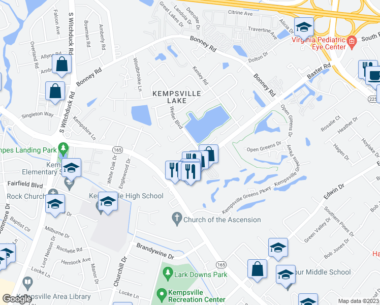 map of restaurants, bars, coffee shops, grocery stores, and more near 4812 Afton Court in Virginia Beach