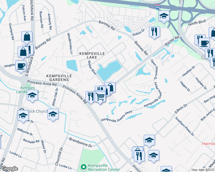 map of restaurants, bars, coffee shops, grocery stores, and more near 4747 Sweetwood Court in Virginia Beach