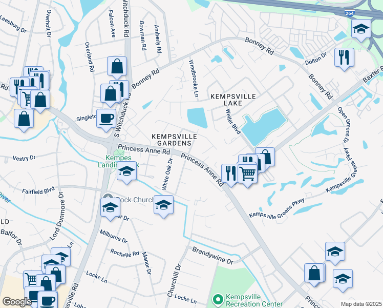 map of restaurants, bars, coffee shops, grocery stores, and more near 499 Englewood Drive in Virginia Beach