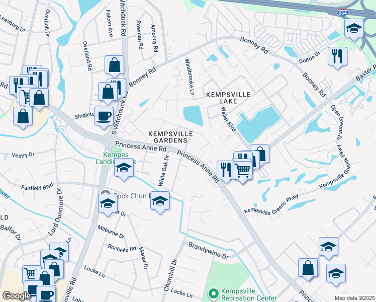 map of restaurants, bars, coffee shops, grocery stores, and more near 499 Englewood Drive in Virginia Beach