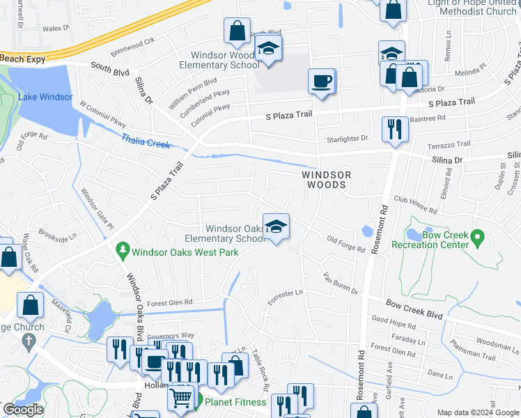 map of restaurants, bars, coffee shops, grocery stores, and more near 504 South Kings Point Road in Virginia Beach