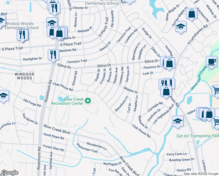 map of restaurants, bars, coffee shops, grocery stores, and more near 443 Appian Avenue in Virginia Beach
