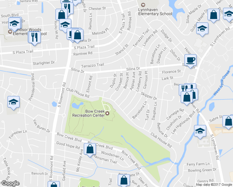 map of restaurants, bars, coffee shops, grocery stores, and more near 444 Crossett Street in Virginia Beach