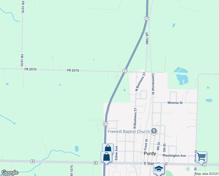 map of restaurants, bars, coffee shops, grocery stores, and more near in Purdy