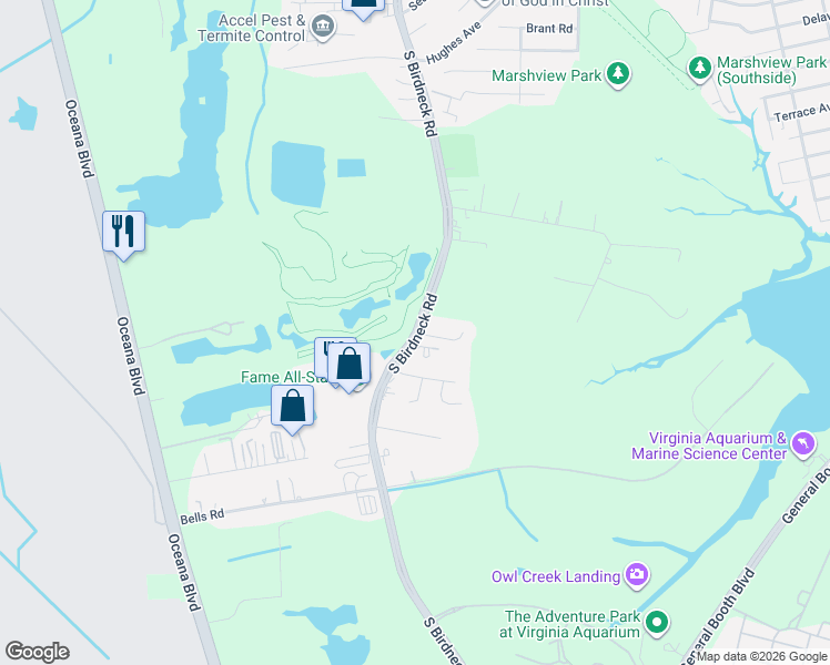 map of restaurants, bars, coffee shops, grocery stores, and more near 1033 Stratem Court in Virginia Beach