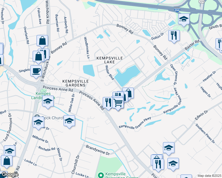 map of restaurants, bars, coffee shops, grocery stores, and more near 4822 Oldwick Court in Virginia Beach