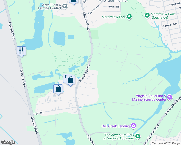 map of restaurants, bars, coffee shops, grocery stores, and more near 1024 Stratem Court in Virginia Beach