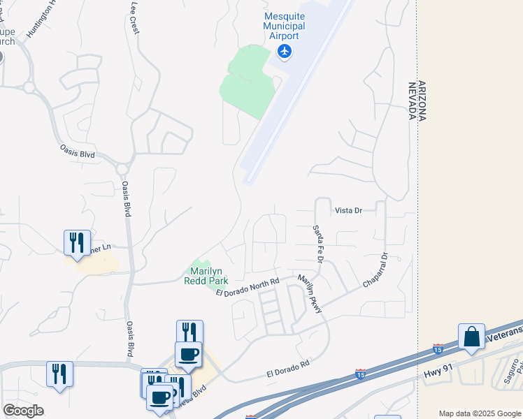map of restaurants, bars, coffee shops, grocery stores, and more near 949 Mesquite Springs Drive in Mesquite