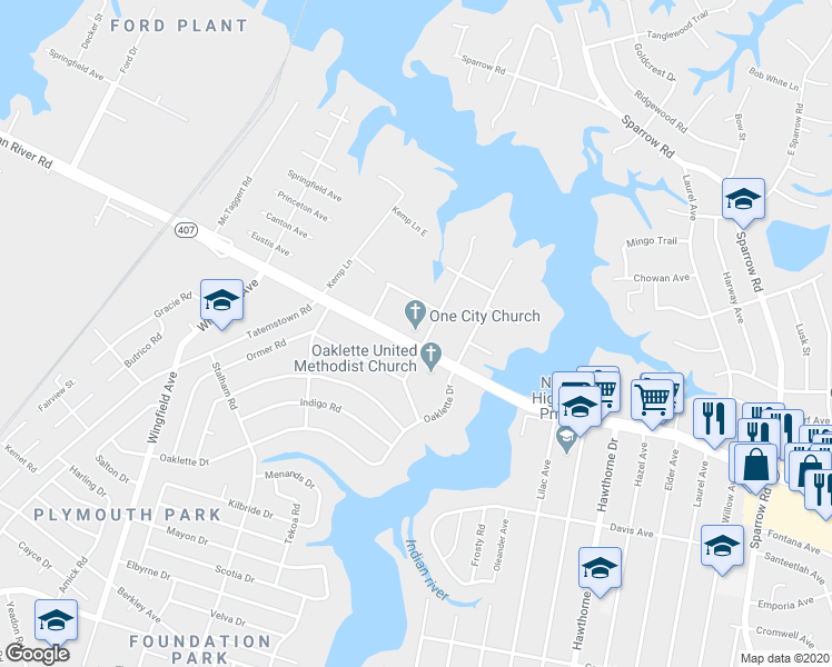 map of restaurants, bars, coffee shops, grocery stores, and more near 3310 Indian River Road in Chesapeake