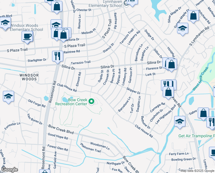 map of restaurants, bars, coffee shops, grocery stores, and more near 444 Crossett Street in Virginia Beach
