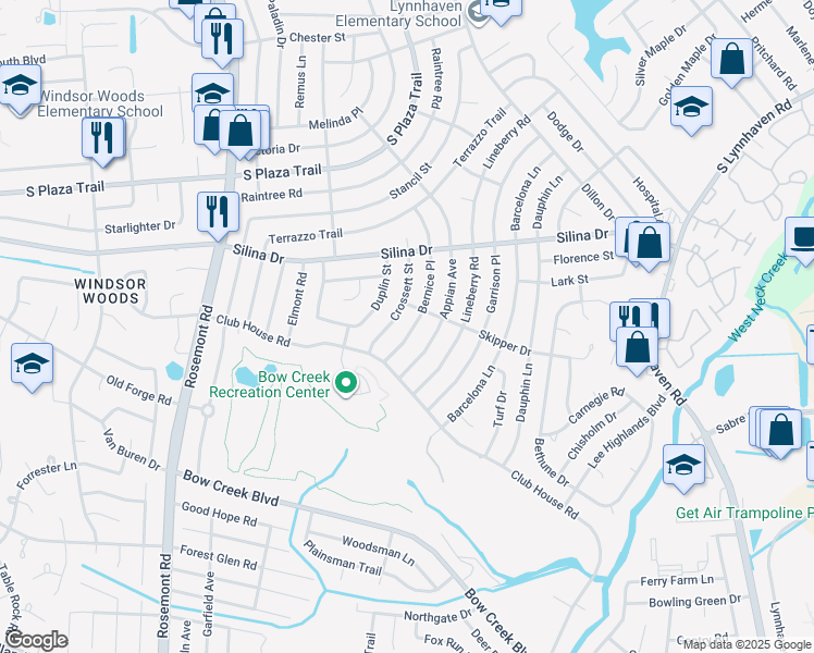 map of restaurants, bars, coffee shops, grocery stores, and more near 444 Crossett Street in Virginia Beach