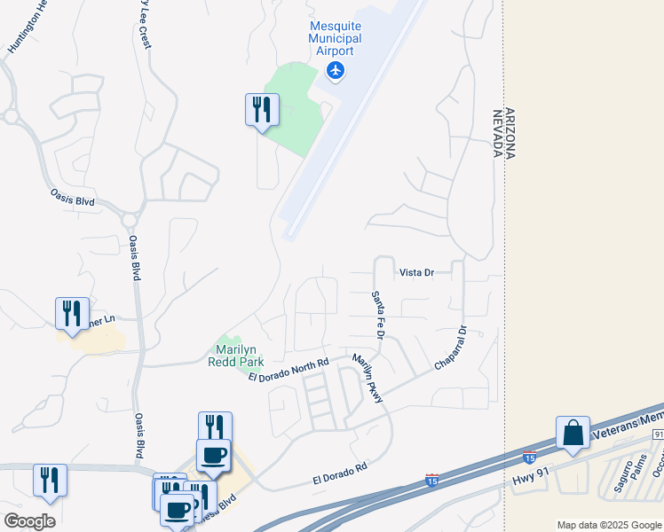 map of restaurants, bars, coffee shops, grocery stores, and more near 984 Mesquite Springs Drive in Mesquite