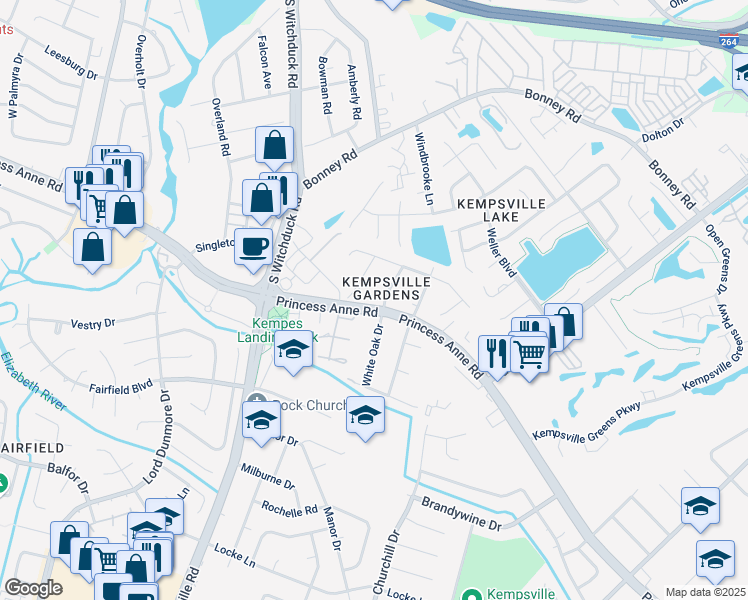 map of restaurants, bars, coffee shops, grocery stores, and more near in Virginia Beach