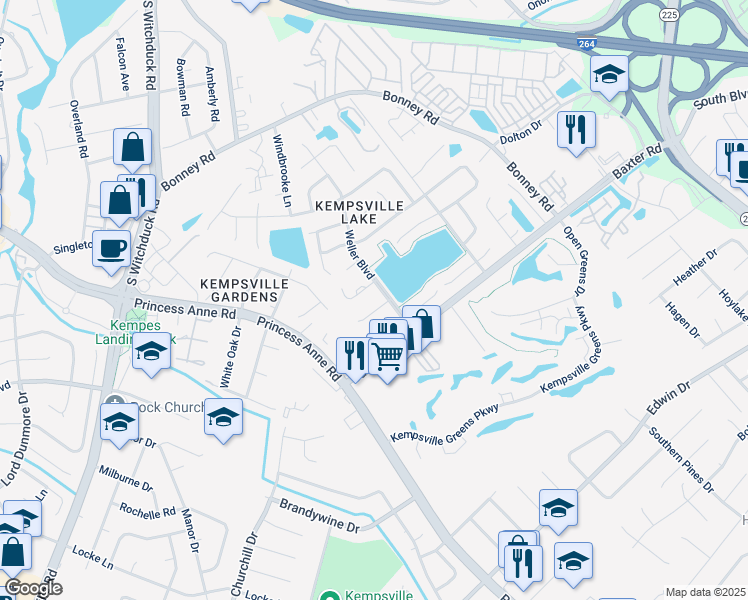 map of restaurants, bars, coffee shops, grocery stores, and more near 4808 Oldwick Court in Virginia Beach