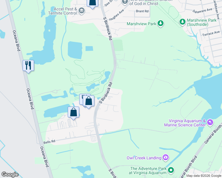 map of restaurants, bars, coffee shops, grocery stores, and more near 1024 Stratem Court in Virginia Beach