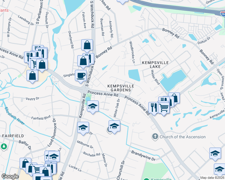 map of restaurants, bars, coffee shops, grocery stores, and more near in Virginia Beach