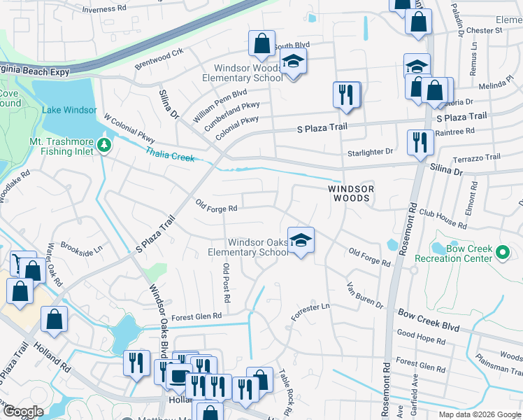 map of restaurants, bars, coffee shops, grocery stores, and more near 3808 Liberty Ridge Road in Virginia Beach