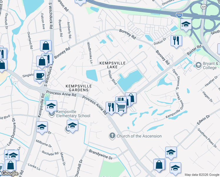map of restaurants, bars, coffee shops, grocery stores, and more near 4822 Oldwick Court in Virginia Beach