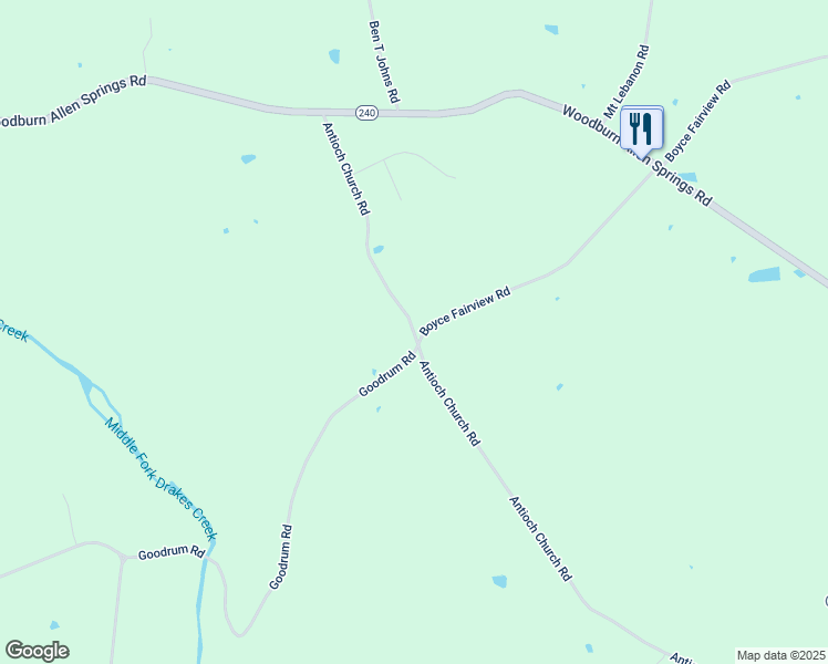 map of restaurants, bars, coffee shops, grocery stores, and more near 598 Antioch Church Road in Alvaton