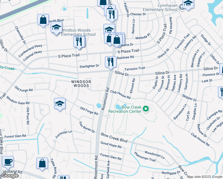 map of restaurants, bars, coffee shops, grocery stores, and more near 3552 Club House Road in Virginia Beach