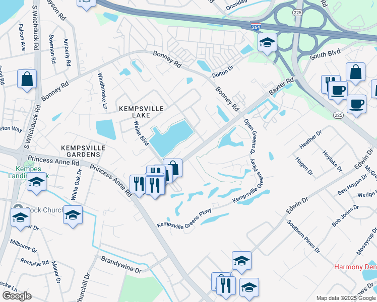 map of restaurants, bars, coffee shops, grocery stores, and more near 4721 Sweetwood Court in Virginia Beach