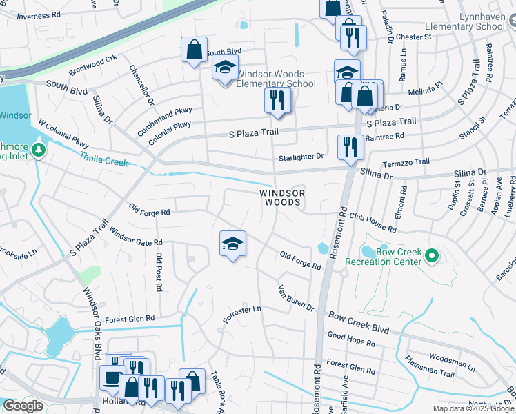 map of restaurants, bars, coffee shops, grocery stores, and more near 409 Kings Point Court in Virginia Beach