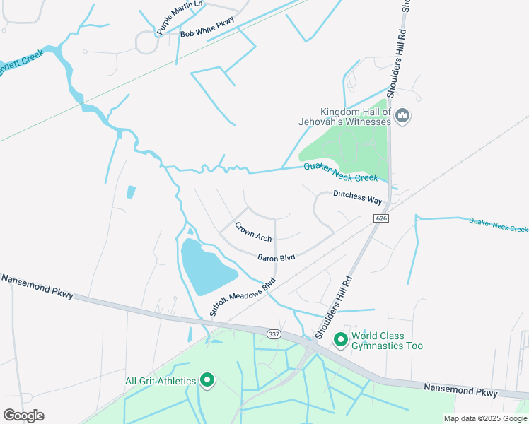 map of restaurants, bars, coffee shops, grocery stores, and more near 200 Princess Arch in Suffolk