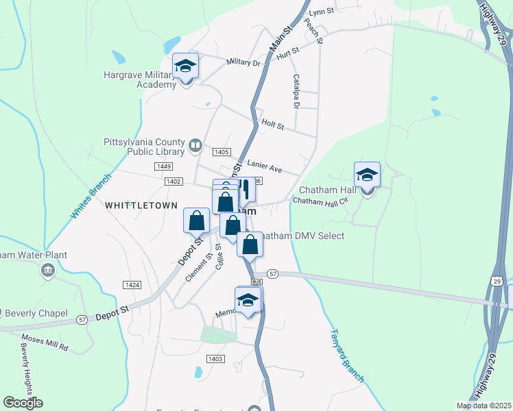 map of restaurants, bars, coffee shops, grocery stores, and more near 11 Bank Street in Chatham