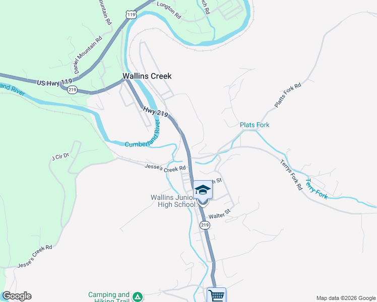 map of restaurants, bars, coffee shops, grocery stores, and more near 9 Terrys Fork Road in Wallins Creek