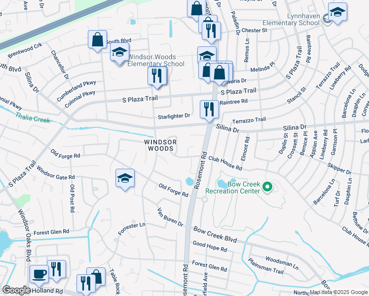 map of restaurants, bars, coffee shops, grocery stores, and more near 3625 Kingdom Court in Virginia Beach