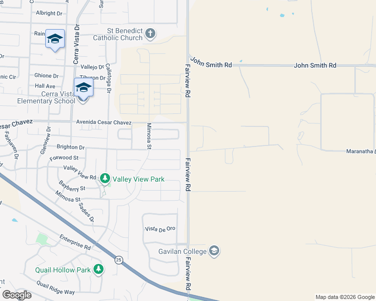 map of restaurants, bars, coffee shops, grocery stores, and more near 804 Fairview Road in Hollister