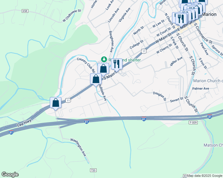 map of restaurants, bars, coffee shops, grocery stores, and more near 631 Dalton Street in Marion