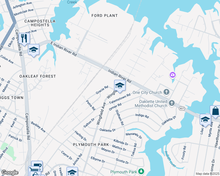 map of restaurants, bars, coffee shops, grocery stores, and more near 369 Gracie Road in Chesapeake