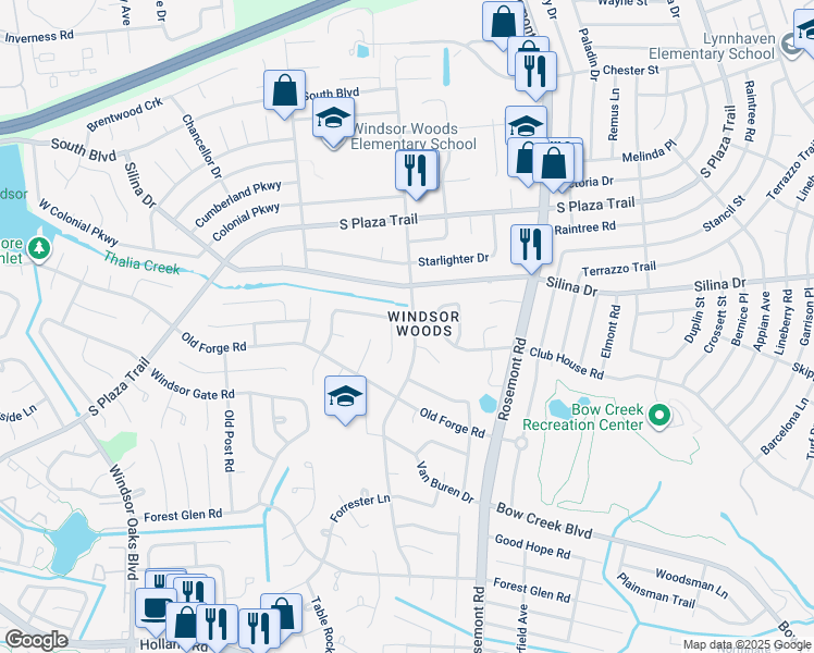 map of restaurants, bars, coffee shops, grocery stores, and more near 417 Presidential Blvd in Virginia Beach