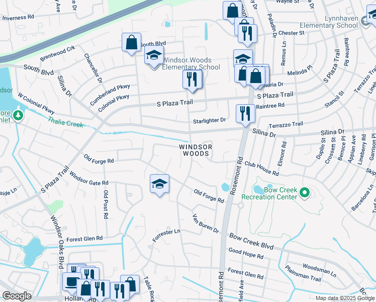 map of restaurants, bars, coffee shops, grocery stores, and more near 417 Presidential Blvd in Virginia Beach