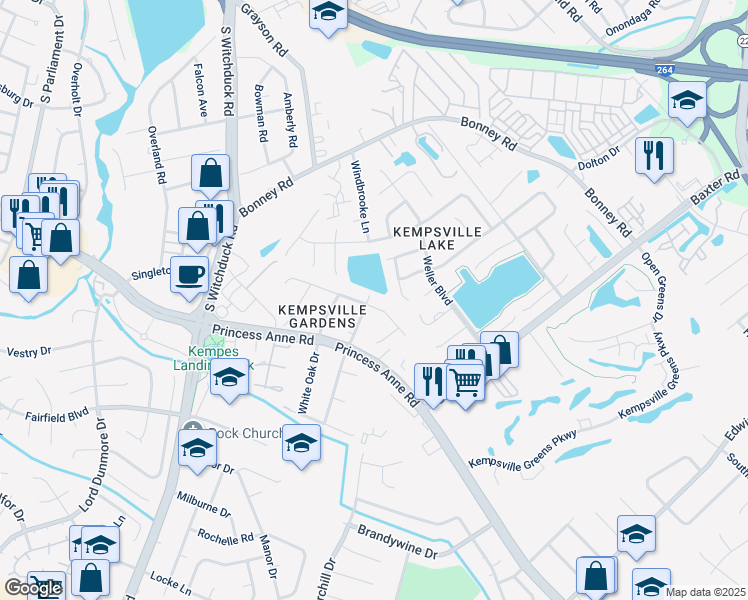 map of restaurants, bars, coffee shops, grocery stores, and more near 477 Englewood Drive in Virginia Beach