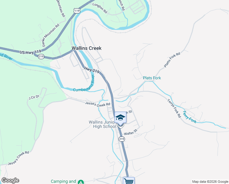 map of restaurants, bars, coffee shops, grocery stores, and more near 9 Terrys Fork Road in Wallins Creek