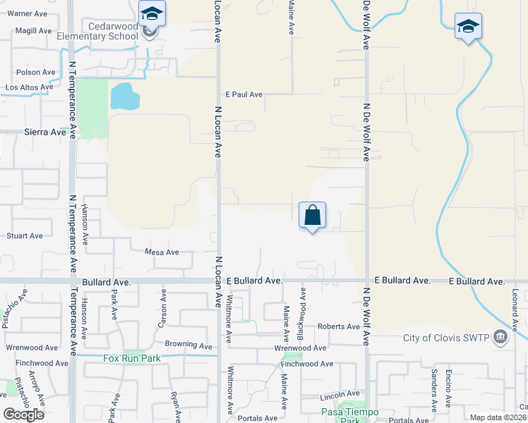map of restaurants, bars, coffee shops, grocery stores, and more near 7621 East Escalon Avenue in Clovis