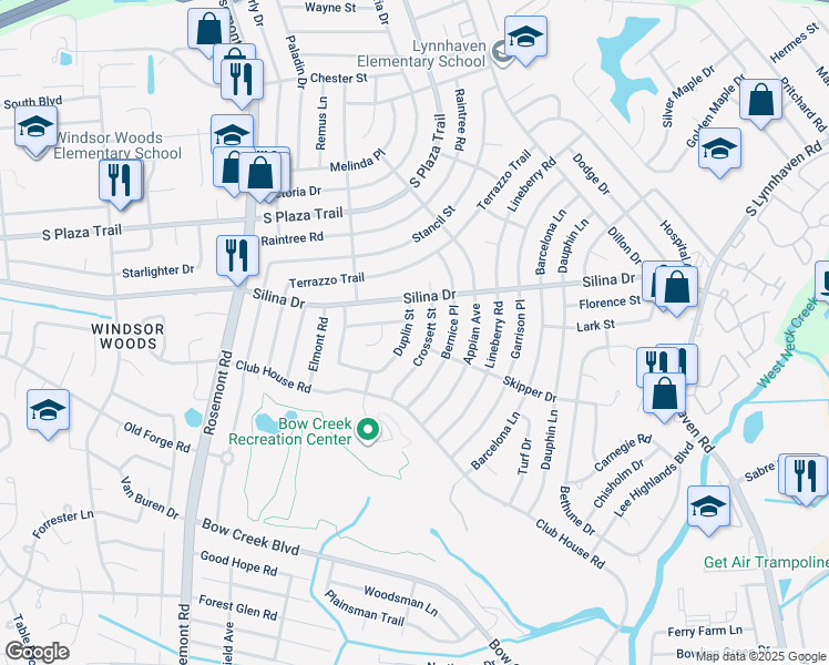 map of restaurants, bars, coffee shops, grocery stores, and more near 416 Duplin Street in Virginia Beach
