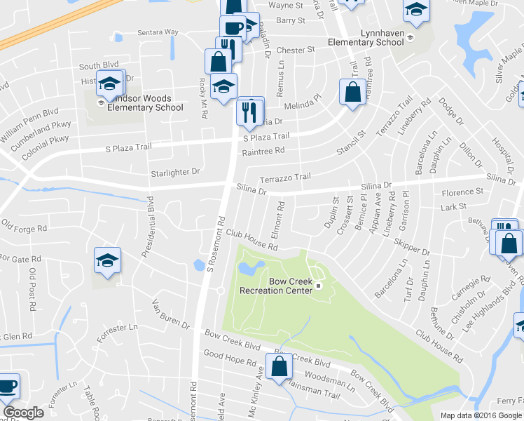 map of restaurants, bars, coffee shops, grocery stores, and more near 413 Kingswood Place in Virginia Beach