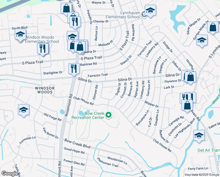 map of restaurants, bars, coffee shops, grocery stores, and more near 3417 Rainey Road in Virginia Beach