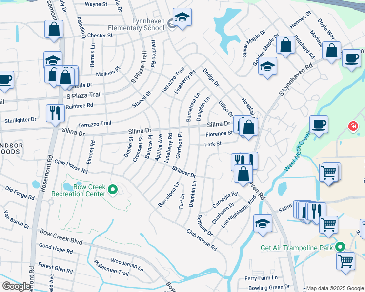 map of restaurants, bars, coffee shops, grocery stores, and more near 420 Garrison Place in Virginia Beach